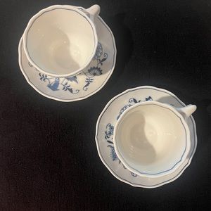 Vintage 4 Blue Danube China Cups & Saucers four sets. Pristine condition.